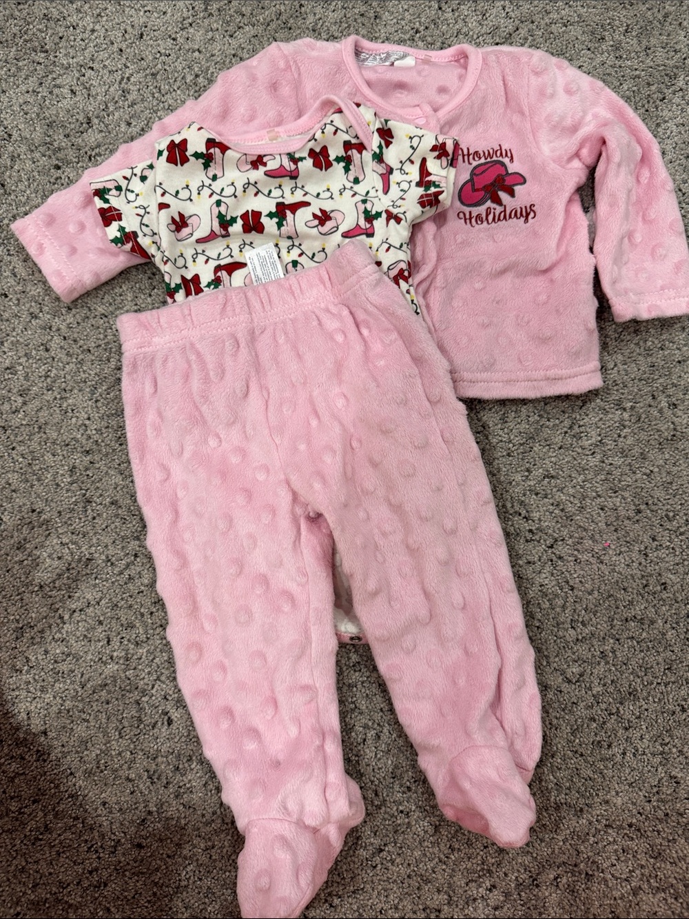 Baby Girl Plush Pink Holiday Pajama Set